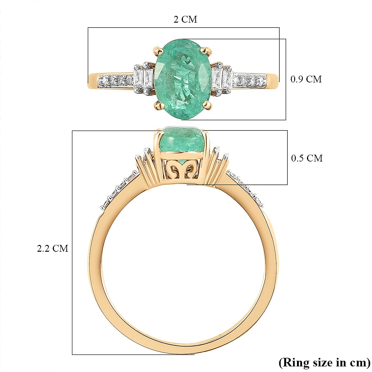 9K Yellow Gold AA Ethiopian Emerald SolitaireRing with Diamond  1.11 Ct. 8918532 6