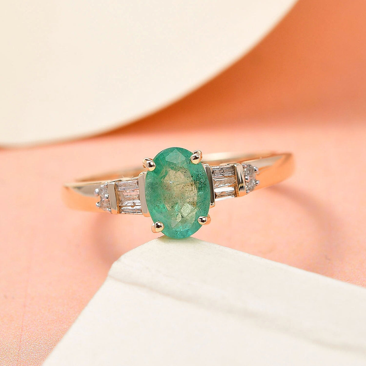 9K Yellow Gold AA Ethiopian Emerald and Diamond Ring 7139492 8