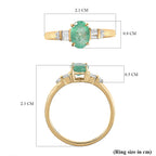 9K Yellow Gold Ethiopian Emerald and Diamond Ring 0.80 Ct.