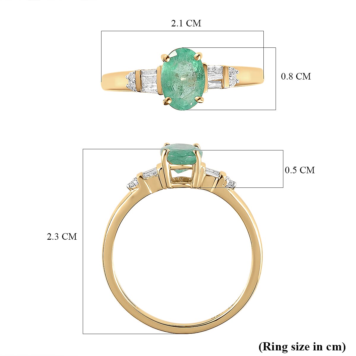 9K Yellow Gold AA Ethiopian Emerald and Diamond Ring 7139492 12