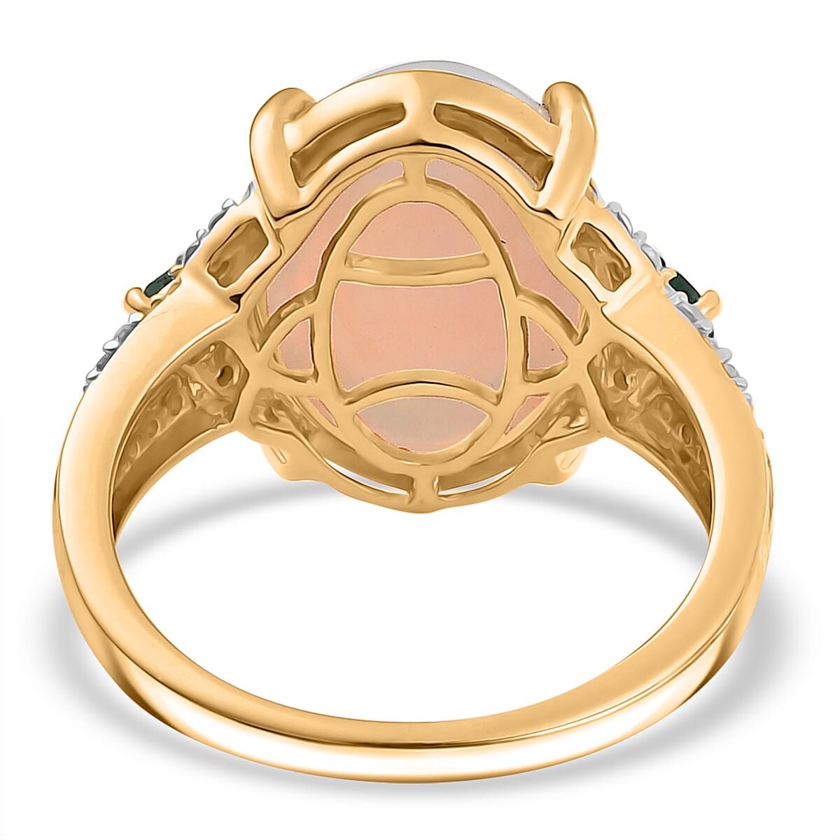 9K Yellow Gold 4.66 Ct AA Ethiopian Opal, Emerald, and Moissanite Ring 7863814 6