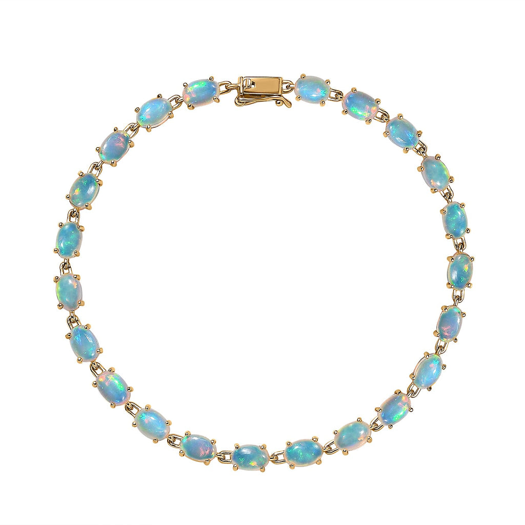 9K Yellow Gold Ethiopian Welo Opal Bracelet (Size - 7.5) 8.00 Ct.