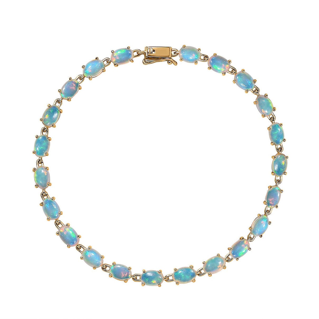 9K Yellow Gold Ethiopian Welo Opal Bracelet (Size - 7.5) 8.00 Ct. 7673738 0