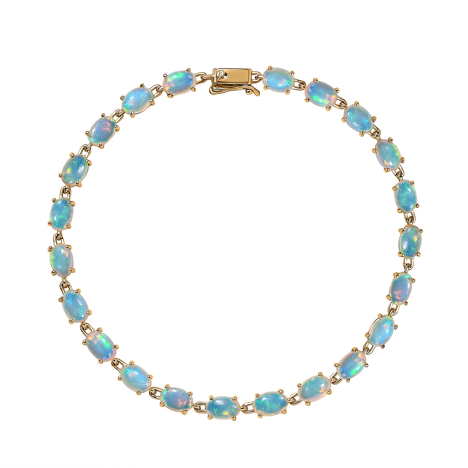 9K Yellow Gold Ethiopian Welo Opal Bracelet (Size - 7.5) 8.00 Ct. 7673738 0