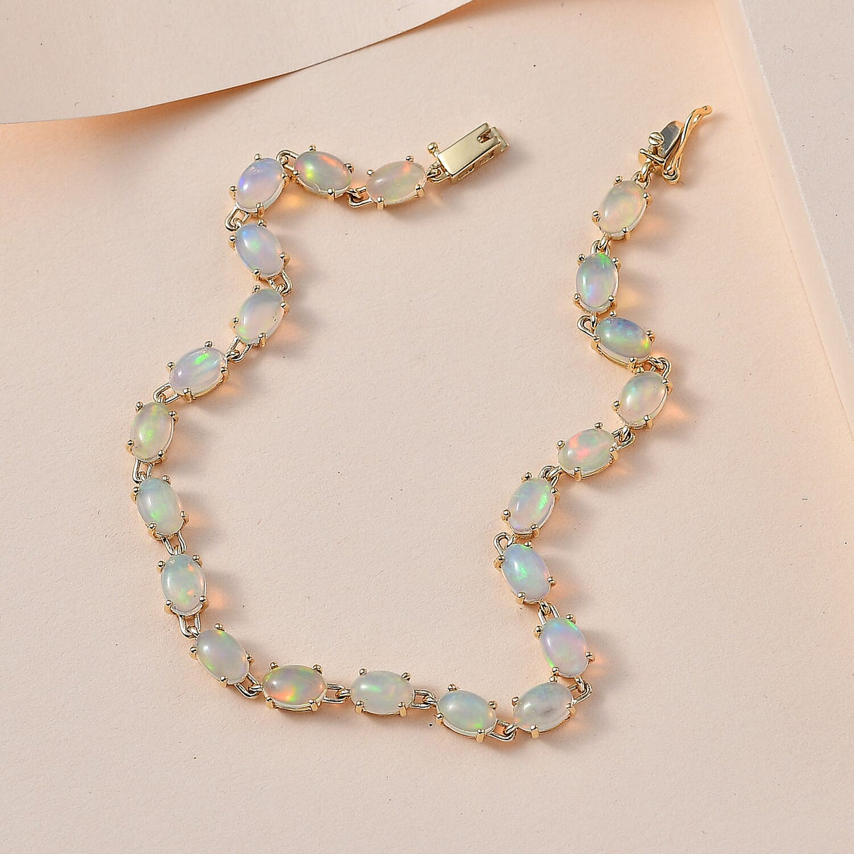 9K Yellow Gold Ethiopian Welo Opal Bracelet (Size - 7.5) 8.00 Ct. 7673738 2