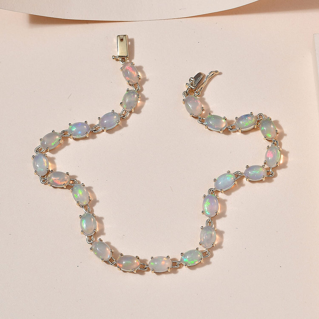 9K Yellow Gold Ethiopian Welo Opal Bracelet (Size - 7.5) 8.00 Ct.
