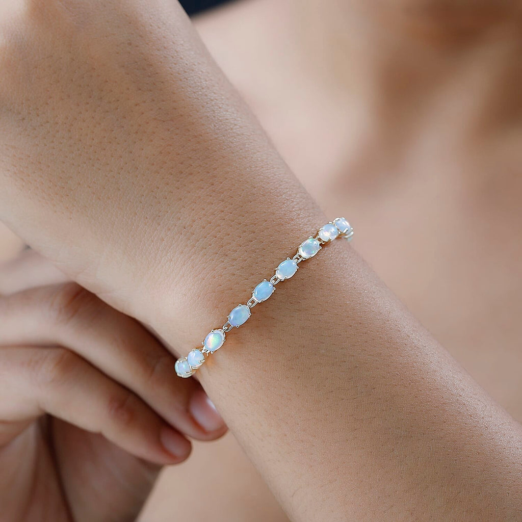9K Yellow Gold Ethiopian Welo Opal Bracelet (Size - 7.5) 8.00 Ct.