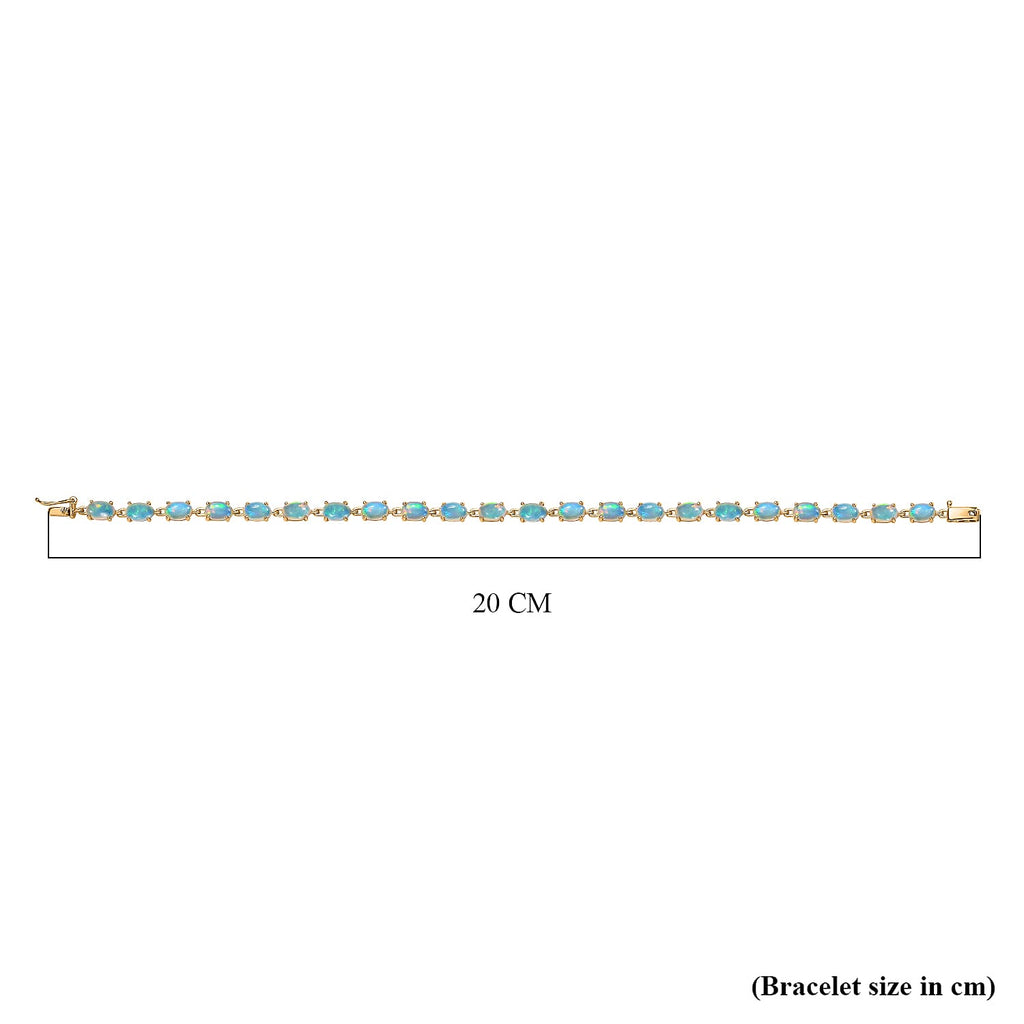 9K Yellow Gold Ethiopian Welo Opal Bracelet (Size - 7.5) 8.00 Ct.
