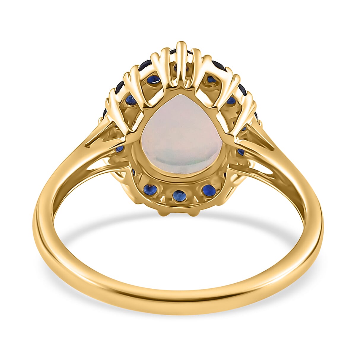 9K Yellow Gold AA Ethiopian Opal, Kanchanaburi Blue Sapphire Halo Ring 1.66 Ct. 7623821 5