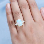 9K Yellow Gold Ethiopian Welo Opal & Moissanite Ring 5.57 Ct.
