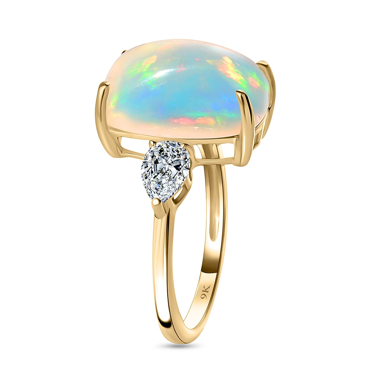 9K Yellow Gold AA Ethiopian Opal, Moissanite Ring 5.16 ct, Gold Wt. 2.5 Gms, 5.570  Ct. 7660852 4