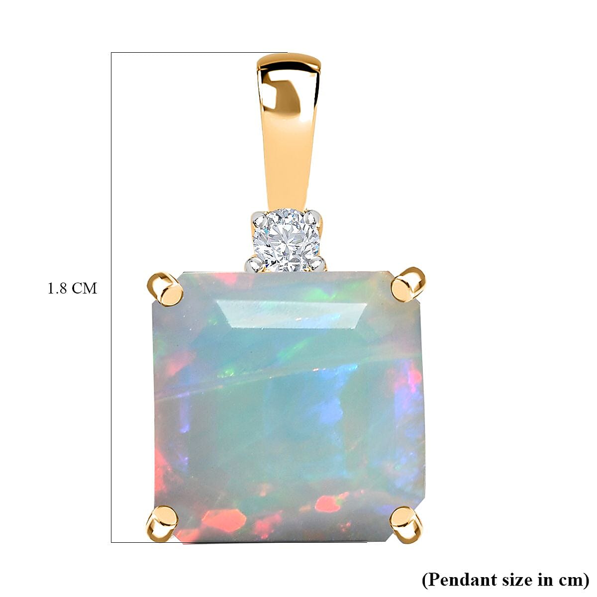 9K Yellow Gold Ethiopian Welo Opal &amp; Moissanite Pendant 2.94 Ct 7656937 7