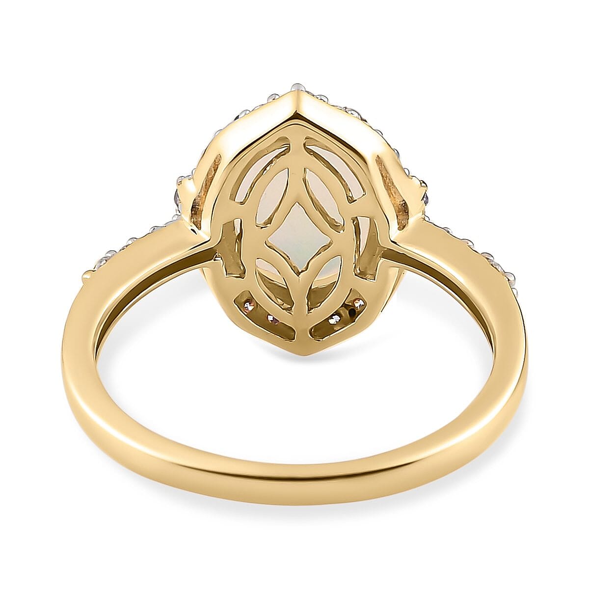 9K Yellow Gold AA Ethiopian Opal, Moissanite and Tanzanite Cluster Ring 1.49 ct 7189300 8