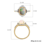 9K Yellow Gold Ethiopian Welo Opal, Moissanite and Tanzanite Ring 1.49 Ct.