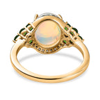 9K Yellow Gold  Ethiopian Welo Opal, Moissanite & Natural Chrome Diopside Ring 2.34 Ct.