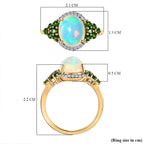 9K Yellow Gold  Ethiopian Welo Opal, Moissanite & Natural Chrome Diopside Ring 2.34 Ct.