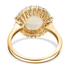 9K Yellow Gold Ethiopian Opal, Peridot & Moissanite Ring 2.42 Ct.