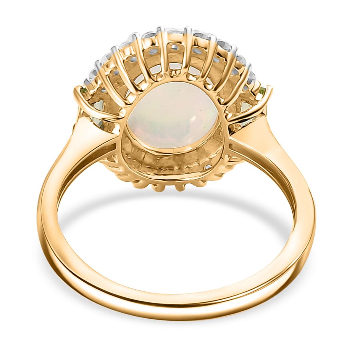 9K Yellow Gold Ethiopian Opal, Peridot &amp; Moissanite Halo Ring 2.42 Ct. 7985546 5
