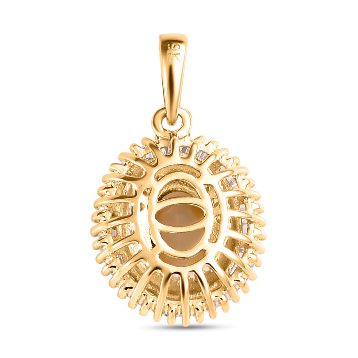 9K Yellow Gold AA Ethiopian Opal, White Diamond Halo Pendant 0.83 Ct. 7211939 5