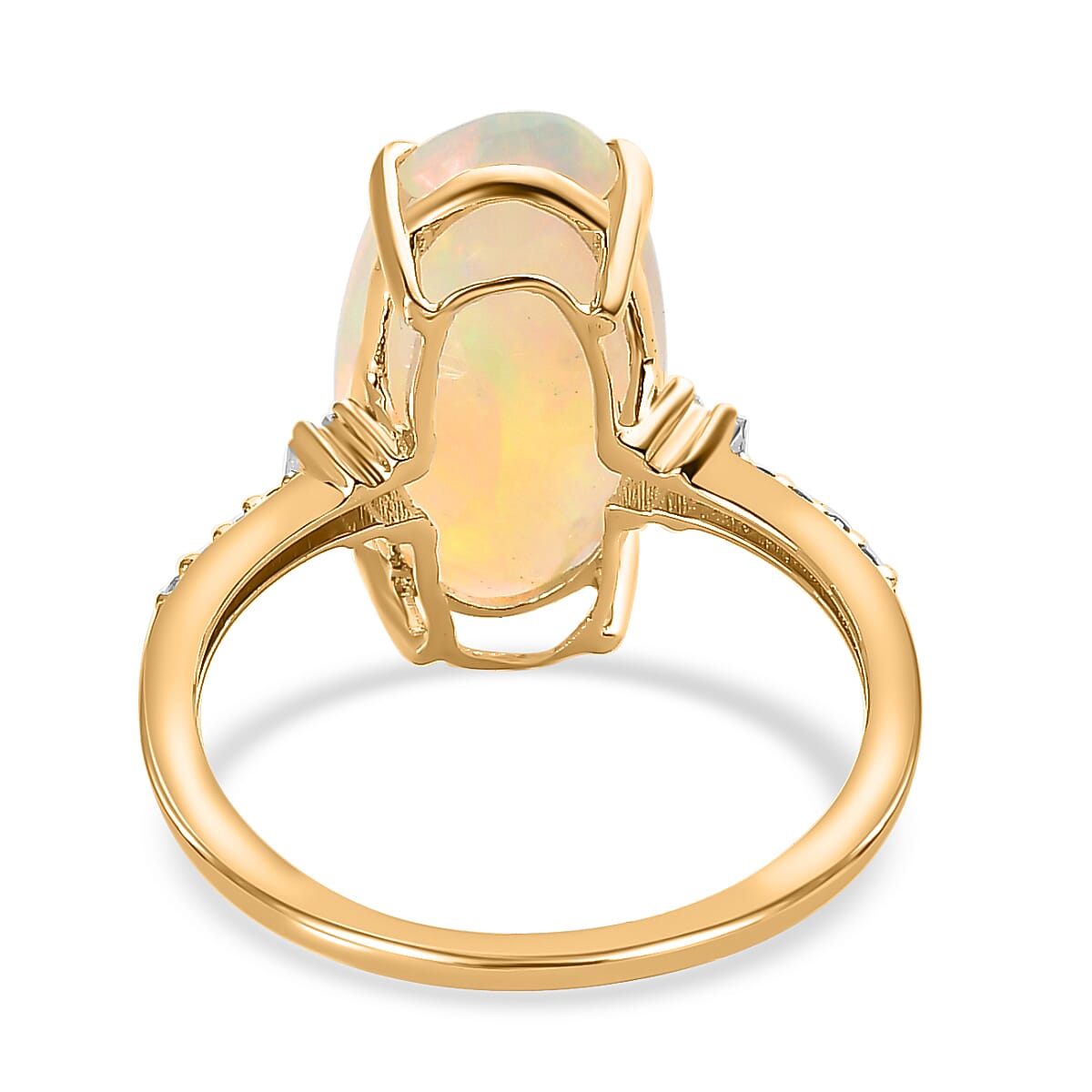 9K Yellow Gold Ethiopian Welo Opal and Diamond Ring 3.03 Ct 7535953 5