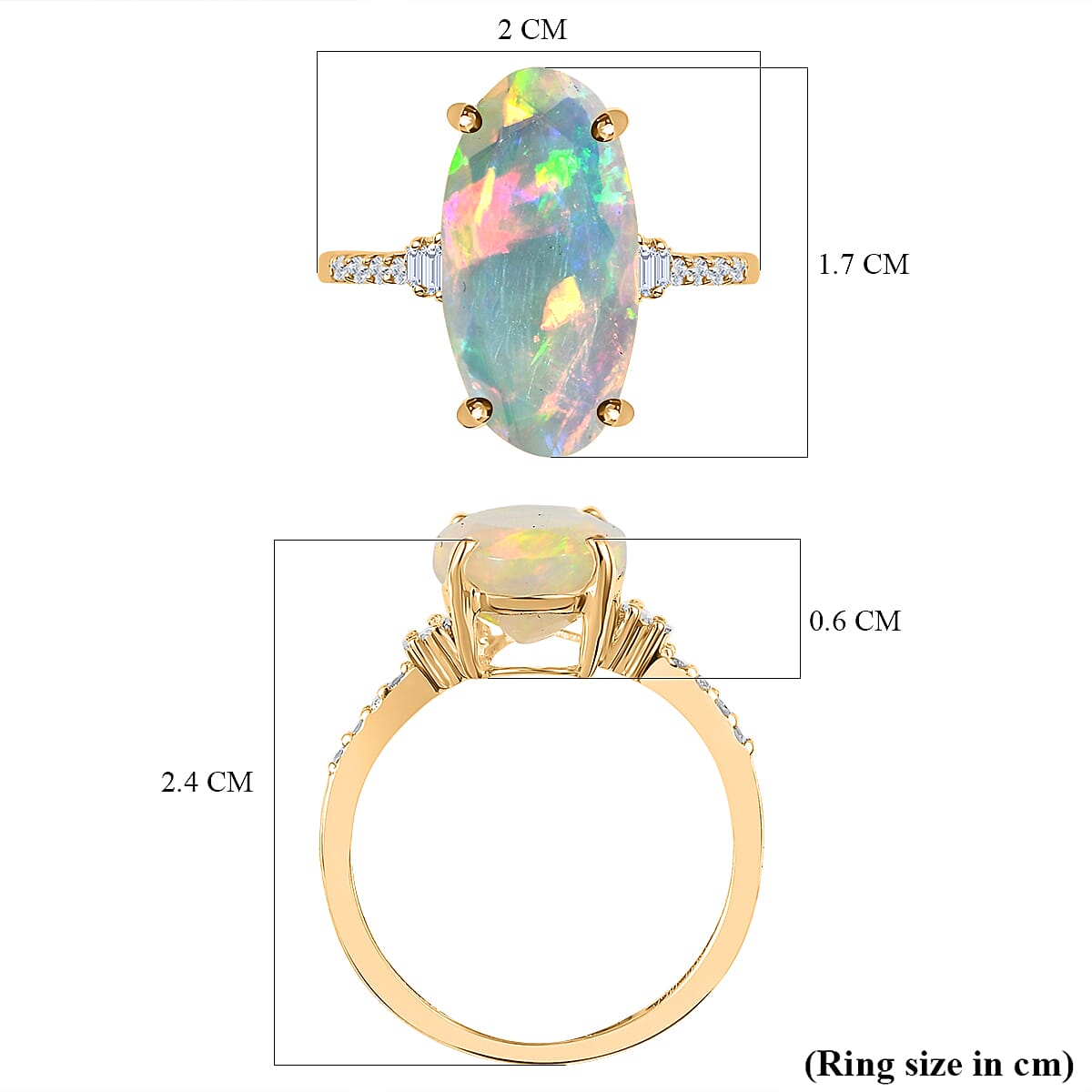 9K Yellow Gold Ethiopian Welo Opal and Diamond Ring 3.03 Ct 7535953 6