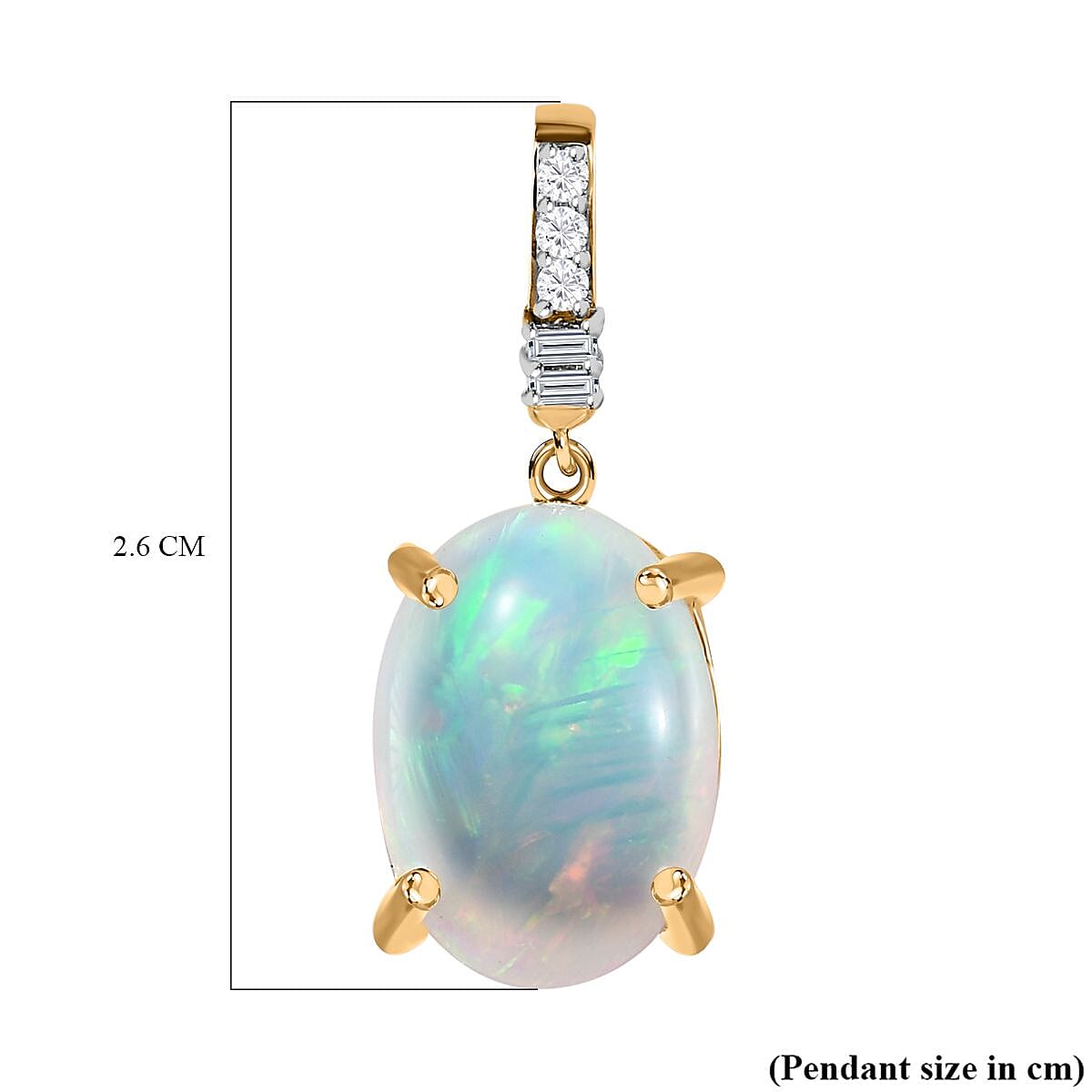 9K Yellow Gold AA Ethiopian Opal, White Diamond Pendant 3.93 ct,  Gold Wt. 0.79 Gms  3.931  Ct. 7633023 6