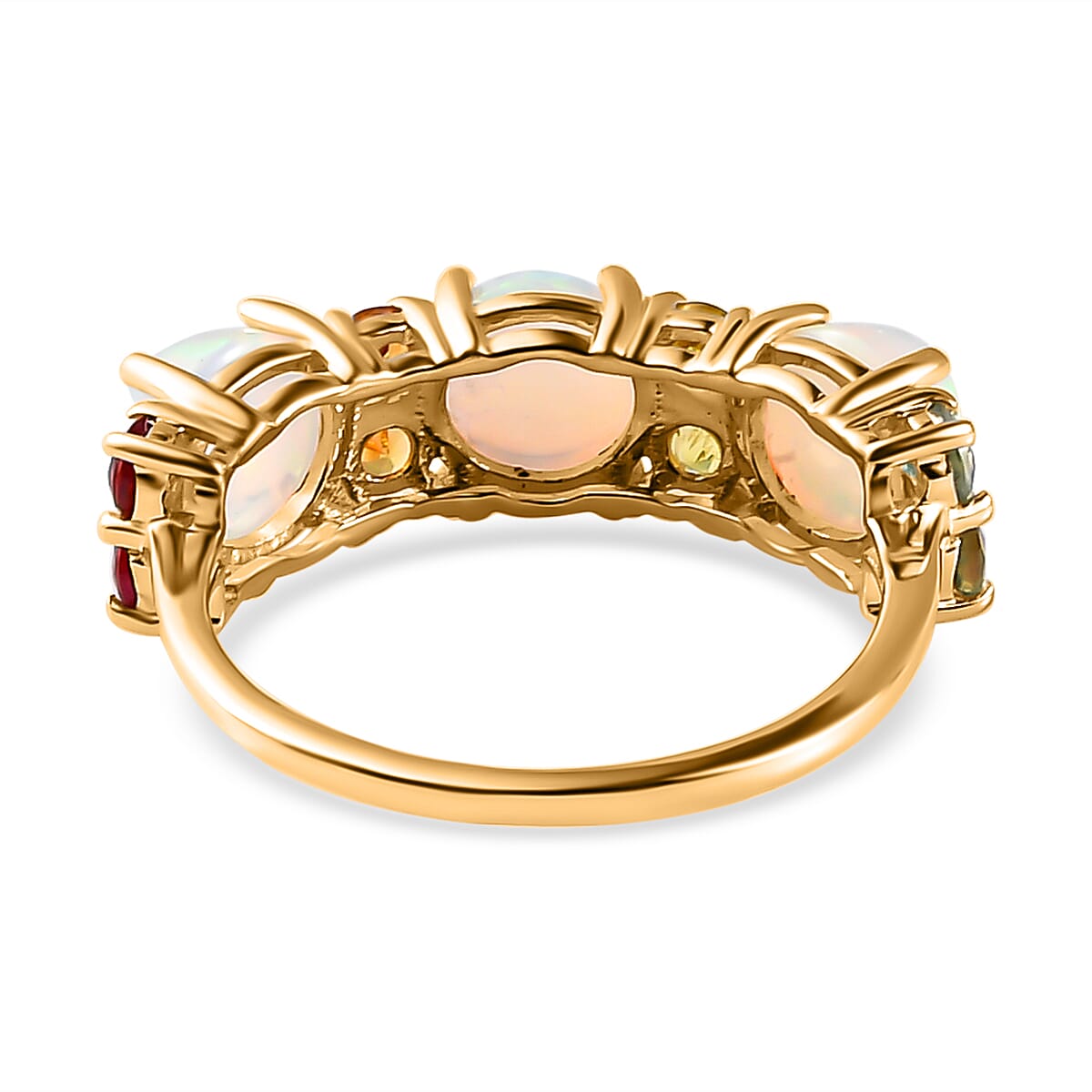 9K Yellow Gold AA Ethiopian Opal and Multi Sapphire Classic Ring 2.37 Ct 7164519 4