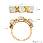 9K Yellow Gold Ethiopian Welo Opal and Multi Sapphire Ring 2.54 Ct.