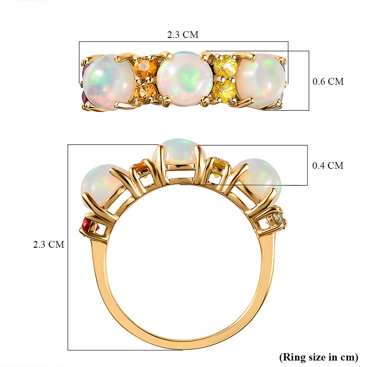 9K Yellow Gold AA Ethiopian Opal and Multi Sapphire Classic Ring 2.37 Ct 7164519 5