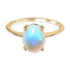 9K Yellow Gold Ethiopian Welo Opal Solitaire Ring 1.15 Ct