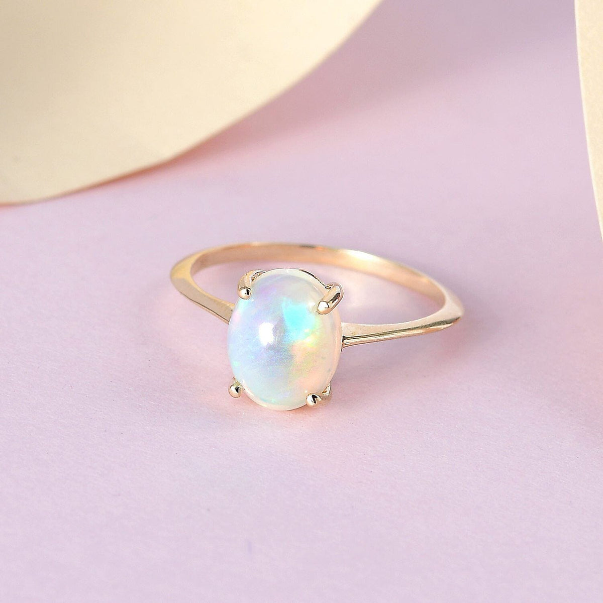 9K Yellow Gold Ethiopian Welo Opal Solitaire Ring 1.15 Ct 7385709 2