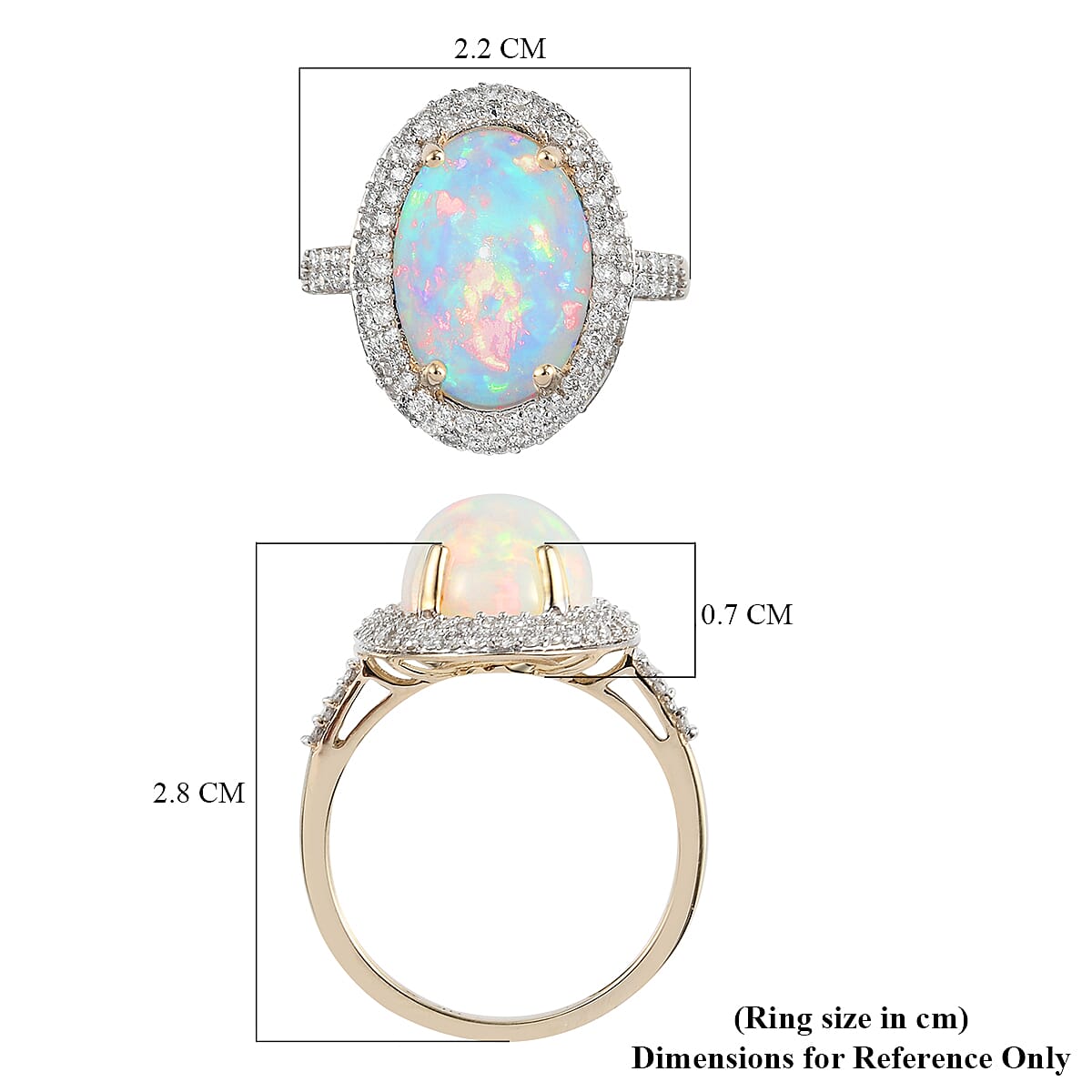 Ethiopian Welo Opal and Diamond Halo Ring in 9K Yellow Gold 7837670 10