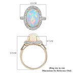 9K Yellow Gold Ethiopian Welo Opal and Diamond Halo Ring 4.38 Ct.