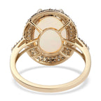 9K Yellow Gold Ethiopian Welo Opal and Diamond Halo Ring 4.38 Ct.