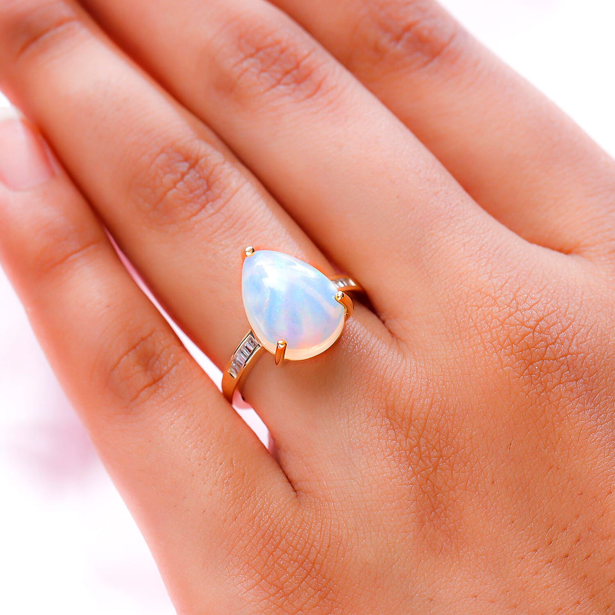 9K Yellow Gold AA Ethiopian Welo Opal and Diamond I3 GH Big Solitaire Ring 3.50 Ct 7139138 3