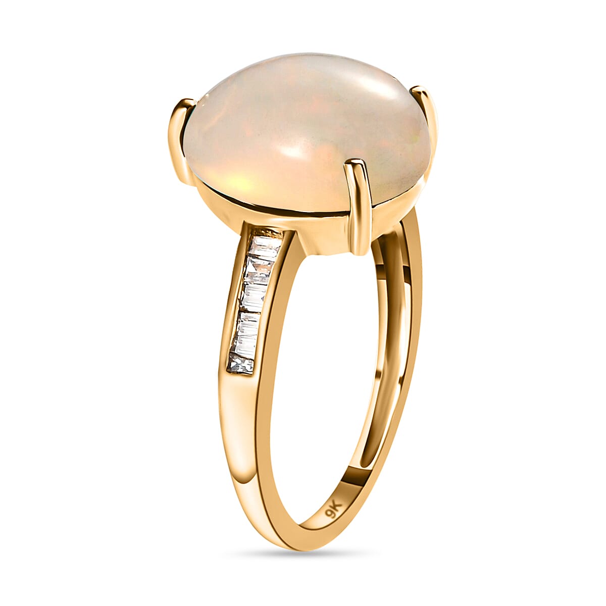 9K Yellow Gold AA Ethiopian Welo Opal and Diamond I3 GH Big Solitaire Ring 3.50 Ct 7139138 4