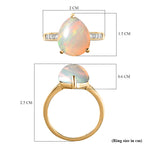 9K Yellow Gold Ethiopian Welo Opal and Diamond Ring 3.50 Ct.