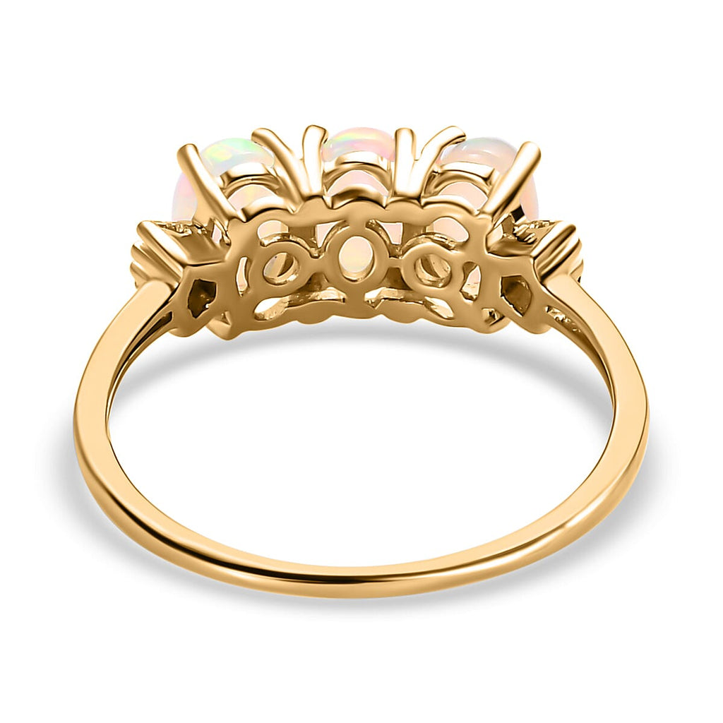 9K Yellow Gold AA Ethiopian Welo Opal and Diamond Ring 1.02 Ct.