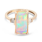 9K Yellow Gold AA Ethiopian Welo Opal and Diamond Ring 3.02 Ct.
