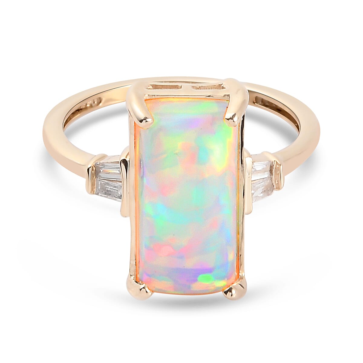 9K Yellow Gold AA Ethiopian Welo Opal and Diamond Ring 3.02 Ct. 3790268 0