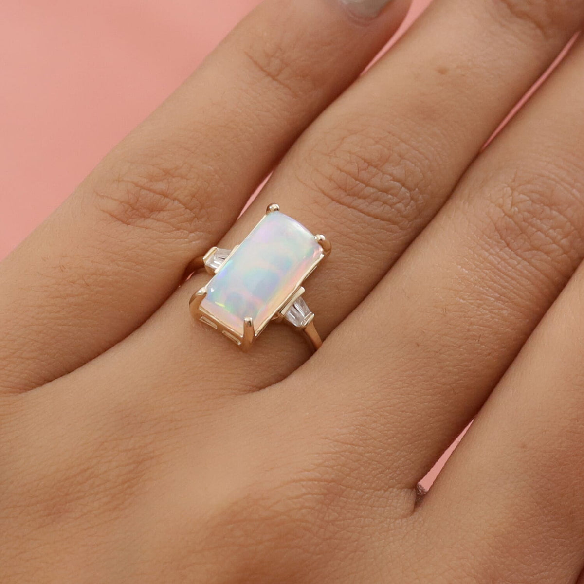 9K Yellow Gold AA Ethiopian Welo Opal and Diamond Ring 3.02 Ct. 3790268 3