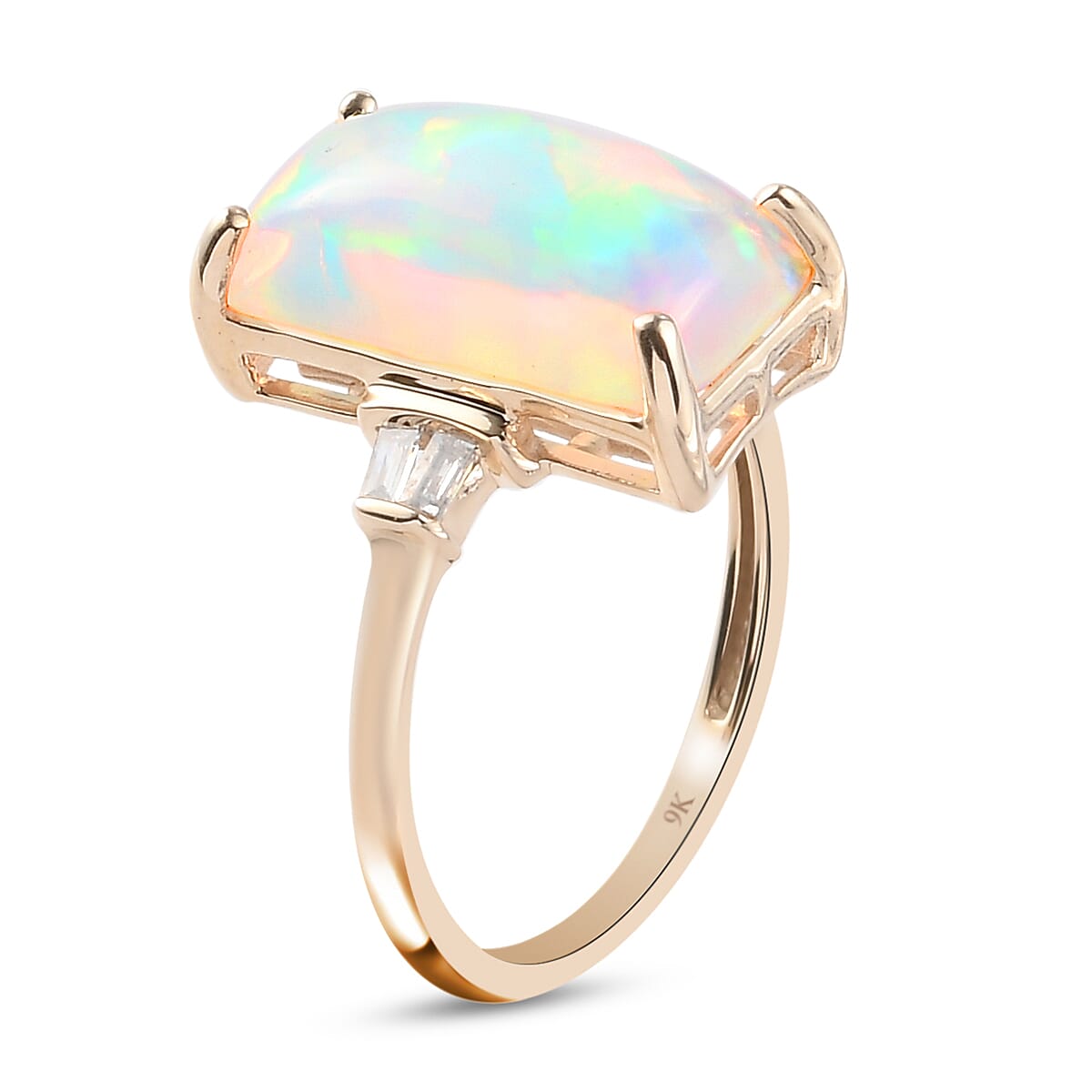 9K Yellow Gold AA Ethiopian Welo Opal and Diamond Ring 3.02 Ct. 3790268 4
