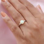 9K Yellow Gold Ethiopian Welo Opal and Moissanite Ring 1.13 Ct