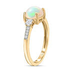 9K Yellow Gold Ethiopian Welo Opal and Moissanite Ring 1.13 Ct