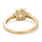 9K Yellow Gold Ethiopian Welo Opal and Moissanite Ring 1.13 Ct