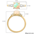 9K Yellow Gold Ethiopian Welo Opal and Moissanite Ring 1.13 Ct