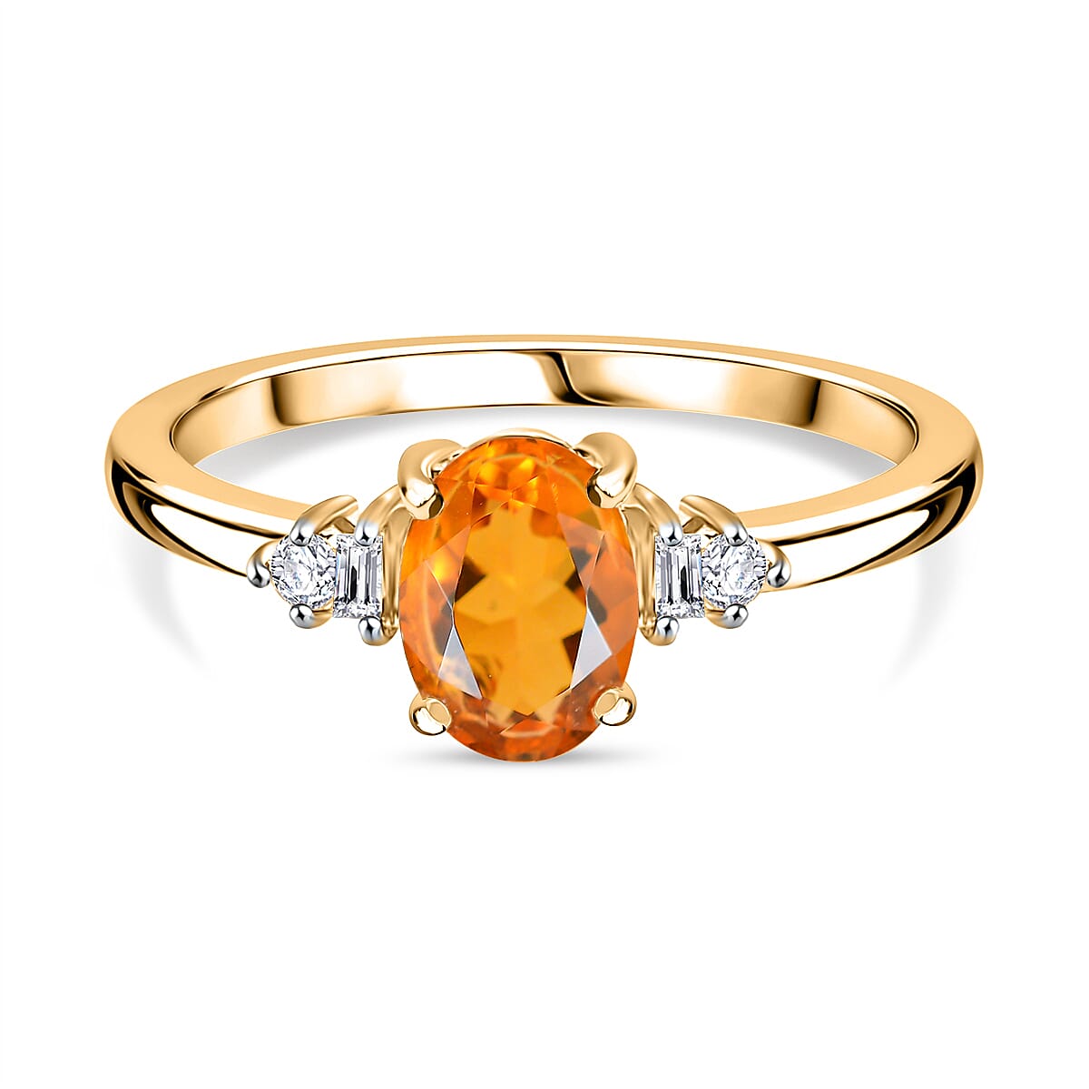 9K Yellow Gold AA Fire Opal, White Diamond Ring 0.60 ct. 7854517 0