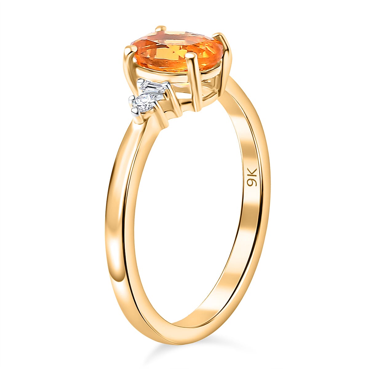 9K Yellow Gold AA Fire Opal, White Diamond Ring 0.60 ct. 7854517 3