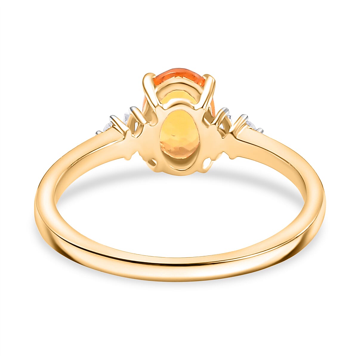 9K Yellow Gold AA Fire Opal, White Diamond Ring 0.60 ct. 7854517 4