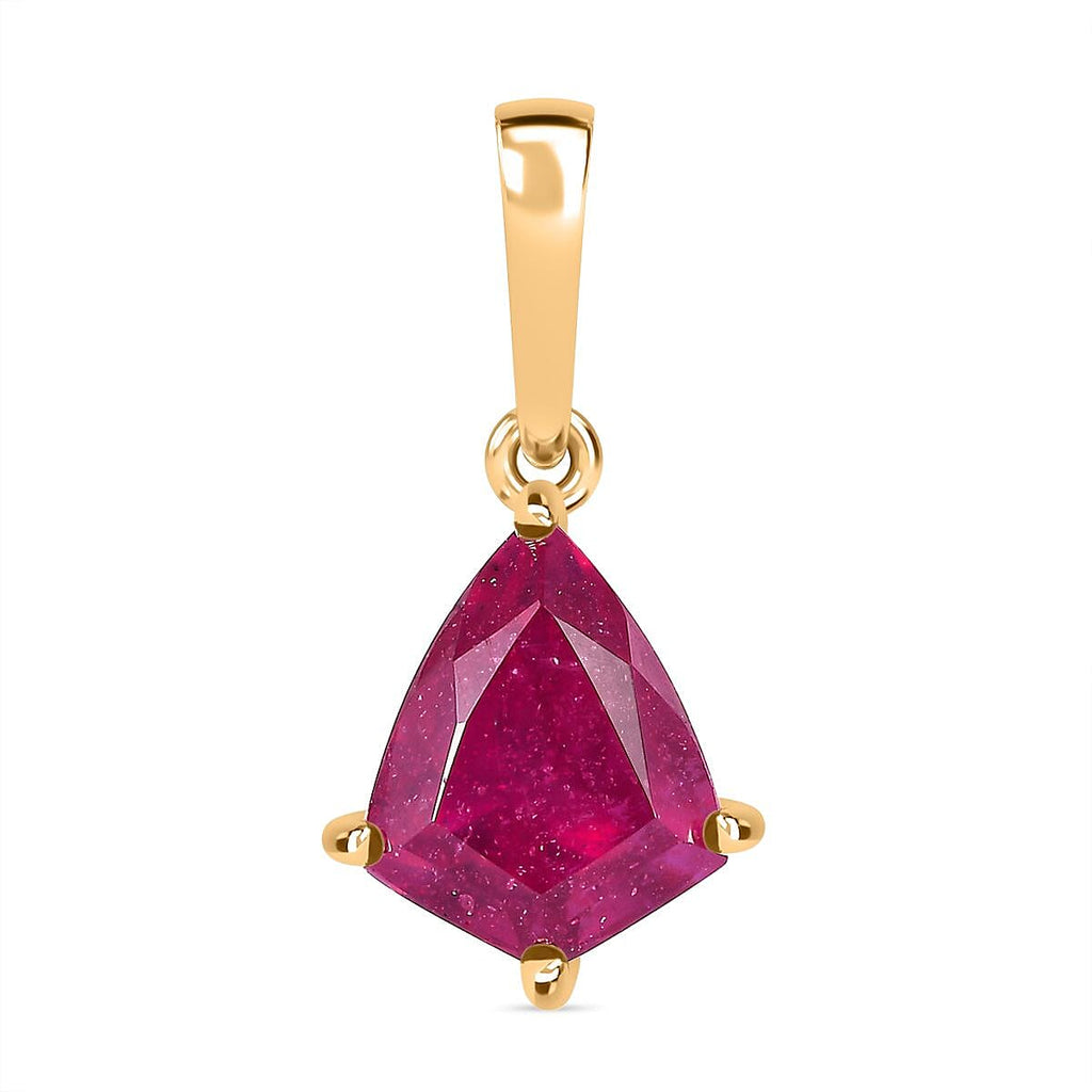 9K Yellow Gold Pink Ruby Pendant 3.06 Ct